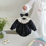 【66-90cm】ロンパース ベビー レース襟 小花柄 - 画像 (9)