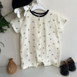 【66-90cm】半袖 ロンパース ベビー ガーゼ冷房対策 シンプル - 画像 (4)