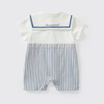 【66-90cm】ロンパース ベビー ブルー ストライプ セレモニー - 画像 (3)