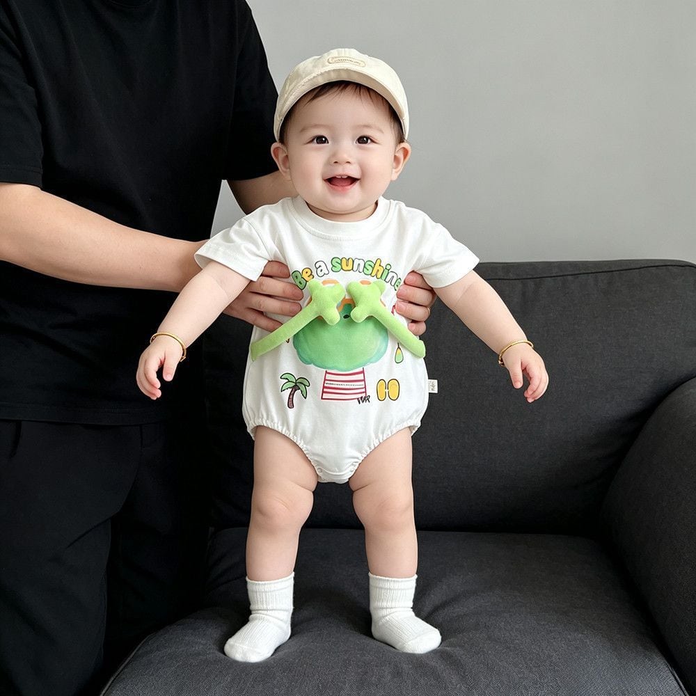 f14783948986d37f7ddec7c47569636d.jpg 【66-90cm】半袖ロンパース ベビー フロッグ かわいい - 画像 (1)