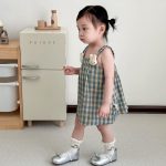 【100-110cm】ワンピース ベビー ウサギ チェック キャミソール - 画像 (5)