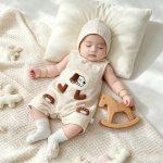 【66-100cm】ロンパース ベビー ドッグ柄 ストライプ - 画像 (4)