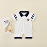 【66-90cm】半袖ロンパース ベビー セーラー風 - 画像 (8)