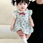 【66-90cm】ロンパース ベビー レッド 蝶結び柄 - 画像 (5)