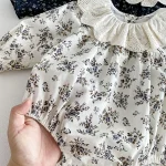 【66-90cm】ロンパース ベビー レース襟 小花柄 - 画像 (14)