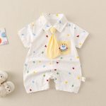 【66-90cm】ロンパース ベビー ネクタイ付き キュート - 画像 (4)