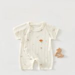 【59-90cm】ロンパース ベビー フラワー柄 ナチュラル - 画像 (3)