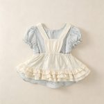 【73-100cm】ワンピースセット ベビー 可愛い パフスリーブ - 画像 (5)