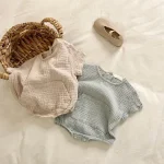 【66-90cm】ロンパース ベビー シンプル ポケット付き