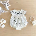 【66-90cm】ロンパース ベビー フリル ドット リボン付き - 画像 (8)