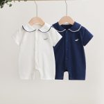 【66-90cm】ロンパース ベビー クジラロゴ 折り襟 - 画像 (2)