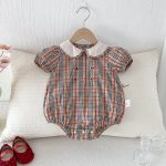 【66-90cm】ロンパース ベビー レトロ チェック柄 - 画像 (7)