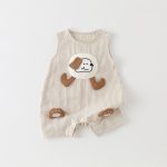 【66-100cm】ロンパース ベビー ドッグ柄 ストライプ - 画像 (6)