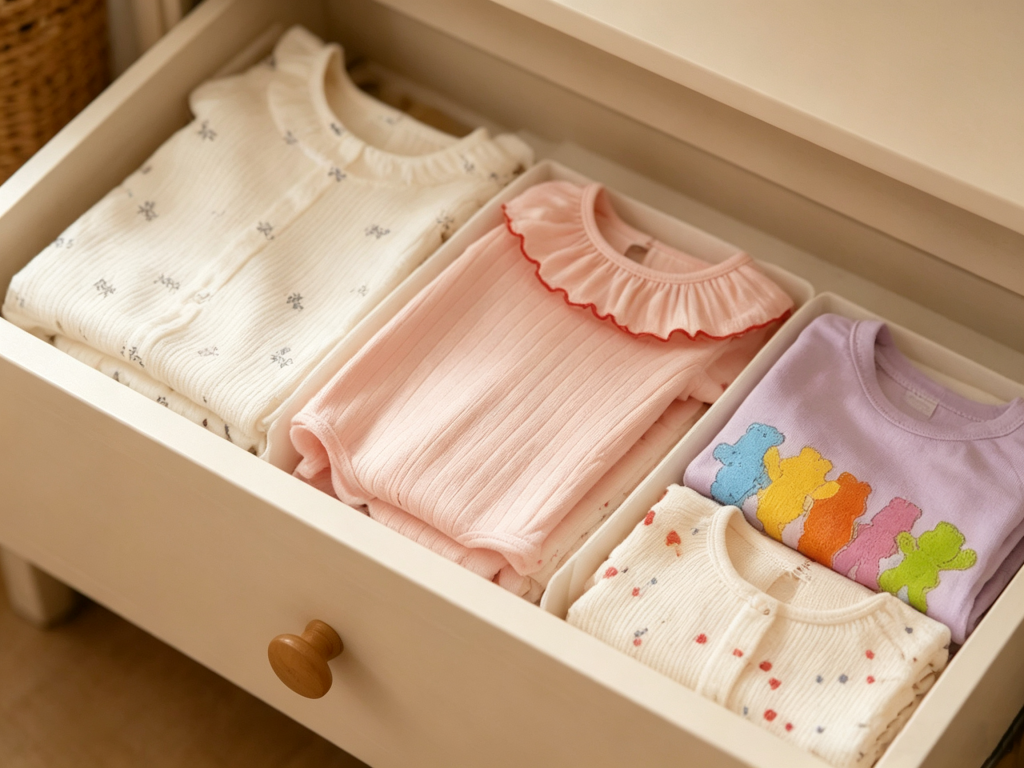 子ども服はハンガー掛けより畳み収納で首元の伸びを防ぐ