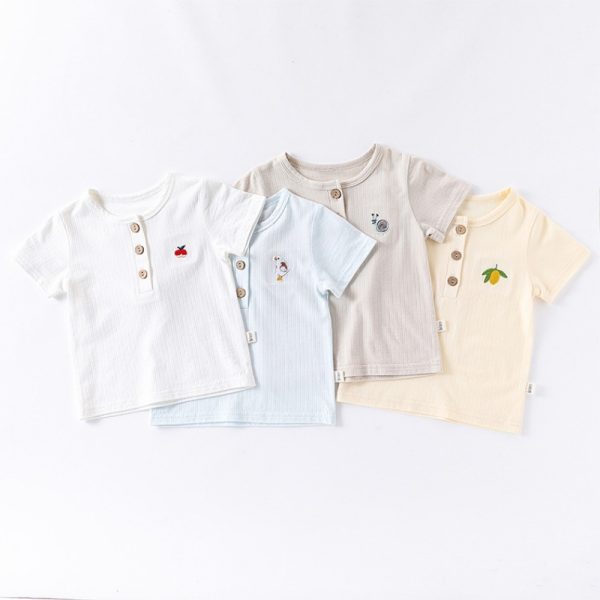 【73-100cm】半袖Ｔシャツ ベビー 刺繍 シンプル