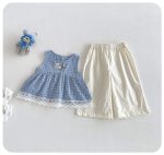 【73-100cm】セットアップ ベビー チェック柄 ノースリープ - 画像 (6)