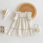 【80-130cm】ワンピース 女の子 透かし フリルスリーブ - 画像 (3)
