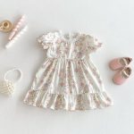 【80-130cm】ワンピース 女の子 花柄 フリル スウィート