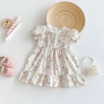 【80-130cm】ワンピース 女の子 花柄 フリル スウィート - 画像 (3)