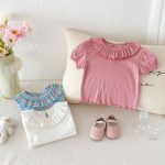 【80-130cm】半袖Ｔシャツ 女の子 折り襟 合わせやすい - 画像 (9)