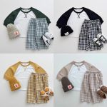 【73-100cm】トップス&チェックパンツ ベビー 韓国風 切り替え - 画像 (4)