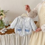 【66-90cm】ロンパース ベビー フリル襟 ストライプ - 画像 (4)