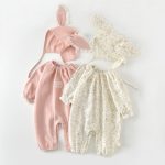 【66-90cm】カバーオール＆うさぎ耳帽子 ベビー かわいい スウィート