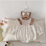 【66-90cm】ロンパース ベビー フリル 小花柄 - 画像 (5)