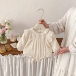 【66-90cm】ロンパース ベビー スイート 花柄レース - 画像 (4)
