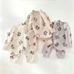 【52-66cm】カバーオール ベビー くま プリント