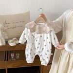 【80-90cm】カバーオール＆スタイ ベビー くま プリント - 画像 (5)