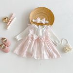【66-90cm】ロンパースワンピ ベビー リボン チュール - 画像 (2)