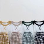【73-100cm】トップス&チェックパンツ ベビー 韓国風 切り替え - 画像 (3)