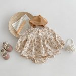 【80-90cm】ロンパース ベビー 丸襟 小花柄 - 画像 (4)