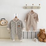 【66-90cm】カバーオール ベビー くま ボーダー - 画像 (4)