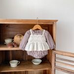 【66-90cm】ロンパース ベビー チェック レイヤード - 画像 (4)