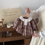 【66-90cm】ロンパース ベビー チェック柄 フリルカラー - 画像 (4)
