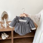 【66-90cm】ロンパース ベビー レトロ チェック - 画像 (4)