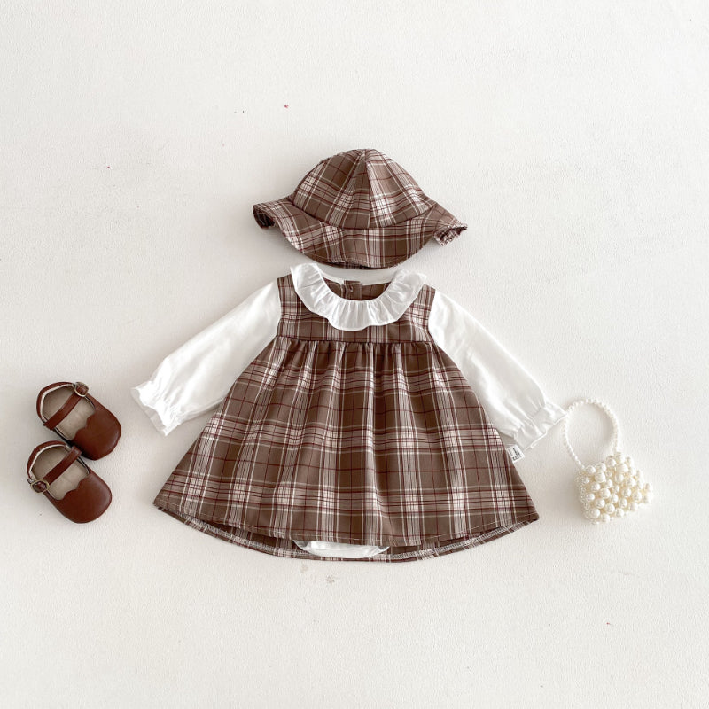 02_e5c66efc-b856-4aa2-b635-cd176c557d07.jpg 【66-90cm】ロンパース&帽子 ベビー チェック レトロ - 画像 (1)