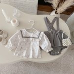 【66-90cm】セットアップ ベビー 大きな丸襟 レトロ - 画像 (7)