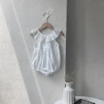 【66-90cm】ロンパース ベビー レース襟 ノースリープ - 画像 (7)