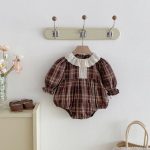 【66-90cm】ロンパース ベビー チェック柄 フリルカラー - 画像 (3)