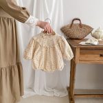 【66-100cm】ロンパース ベビー 小花柄 フリル襟 - 画像 (4)