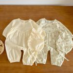 【66-100cm】ロンパース ベビー 長袖 無地or花柄 - 画像 (3)