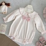 【66-100cm】ロンパース ベビー 小花柄 丸襟 - 画像 (4)