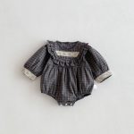 【66-90cm】ロンパース ベビー レトロ チェック - 画像 (3)
