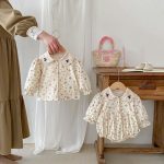 【73-100cm】ロンパースorブラウス ベビー 小花柄 丸襟 - 画像 (6)