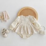 【66-90cm】ロンパース ベビー INS風 無地 レース付け - 画像 (2)