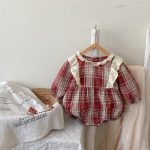 【66-90cm】ロンパース ベビー レッド チェック - 画像 (3)