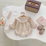 【66-100cm】ロンパース ベビー 小花柄 フリル襟 - 画像 (5)